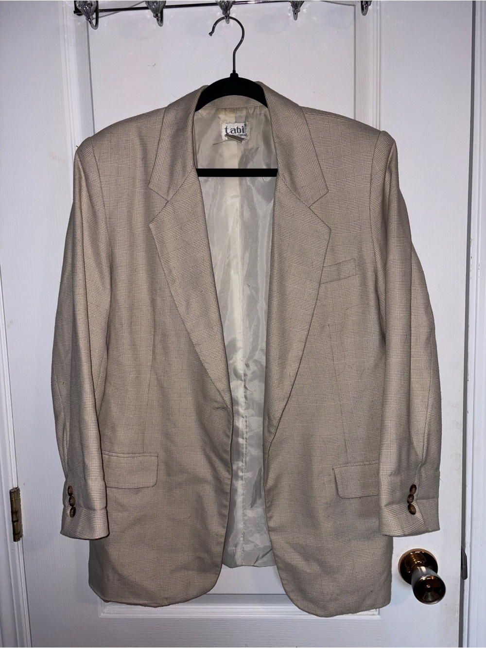 Vintage Tabi Women's Light Beige Single-Button Blazer